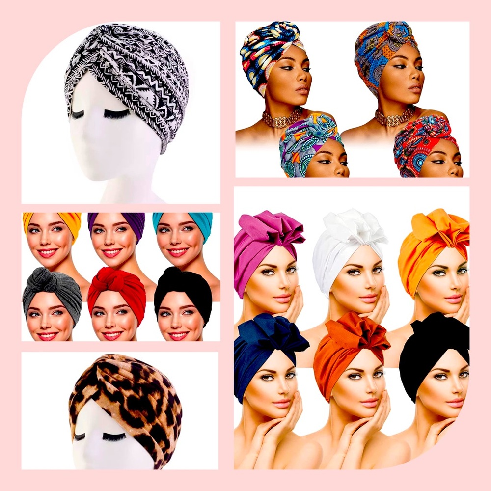 Various Pre-Tied Head-Wraps / Turbans - various colors and designs